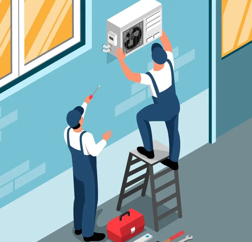 technicians repairing air conditioning technicians repairing air conditioning