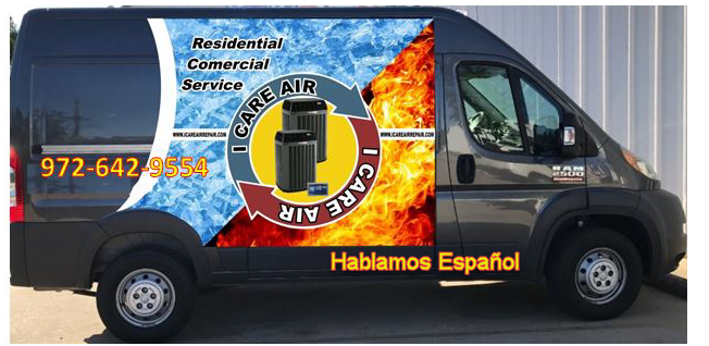 Emergency HVAC service van at night