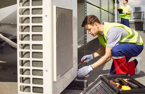 Homeowner checking thermostat for AC not cooling